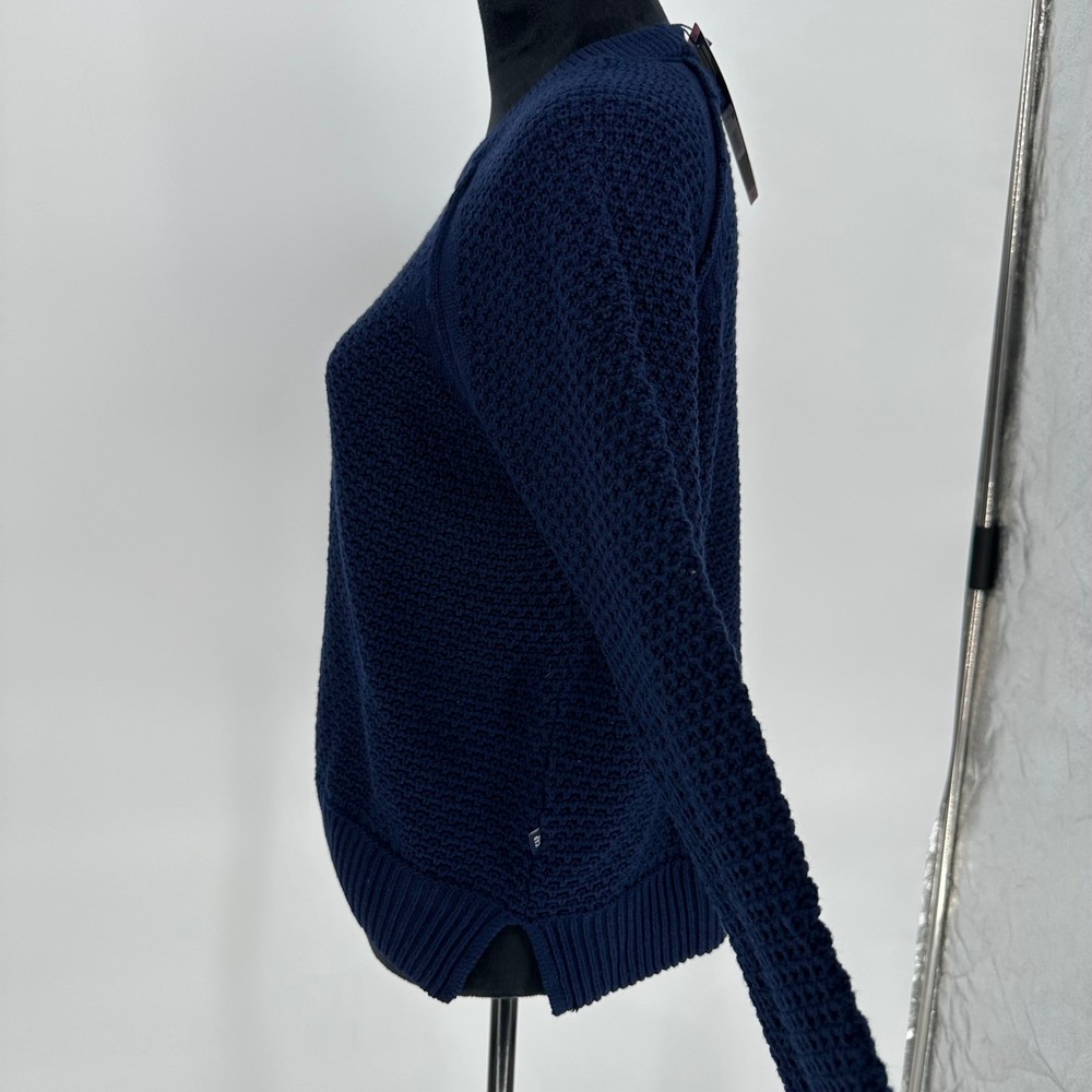 NEW Gap Navy Blue Textured Reverse Stockinette Knit Sweater Long Sleeve Small - Picture 4 of 10